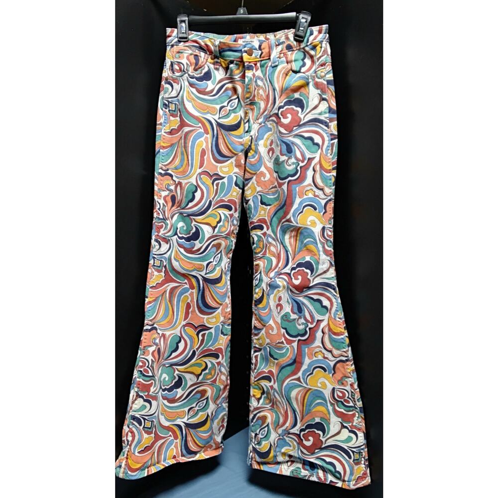Wrangler Ladies Jeans 28" x 32" multi color 70's Latigo high heritage flare